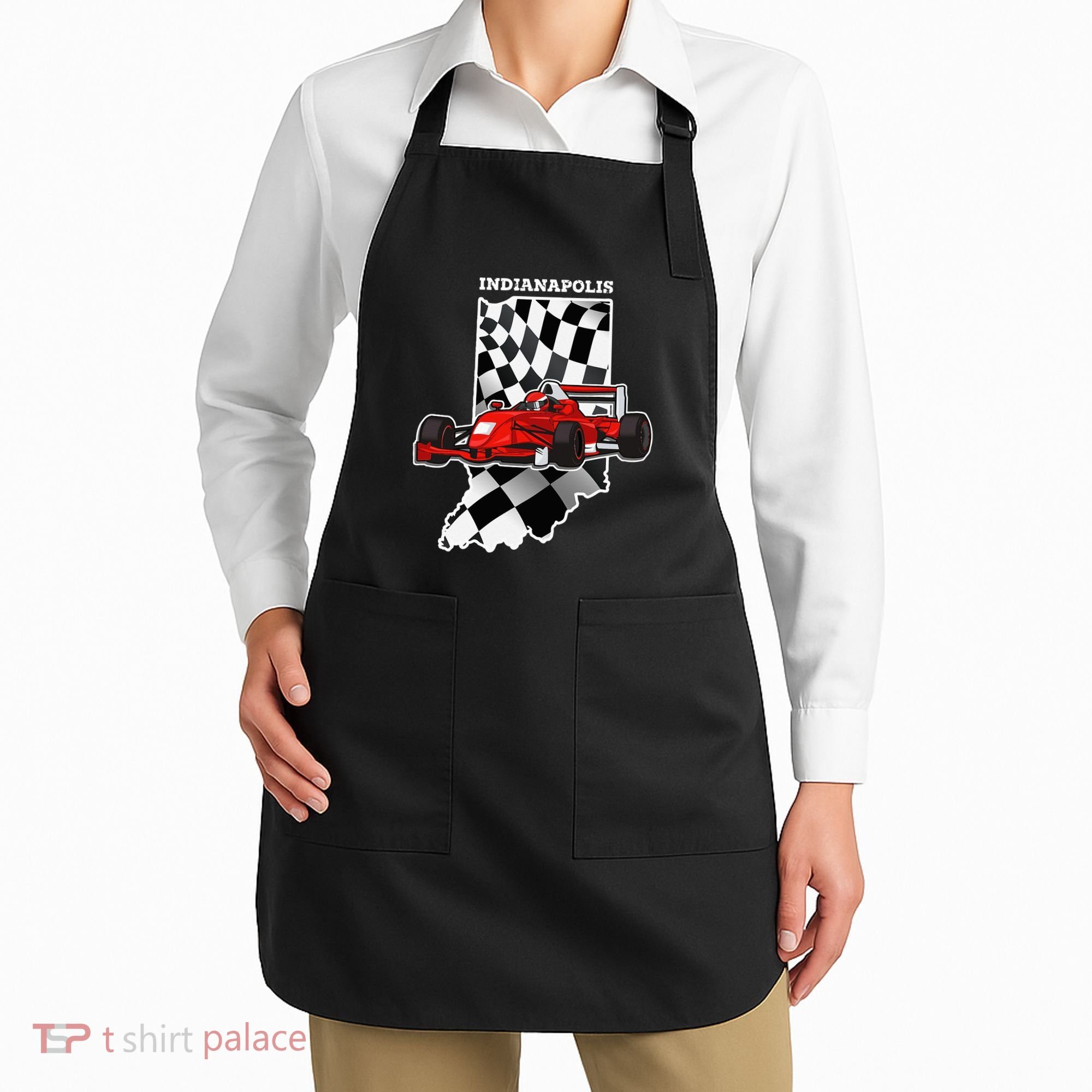 Indianapolis Indycar Racing Map Flag Apron