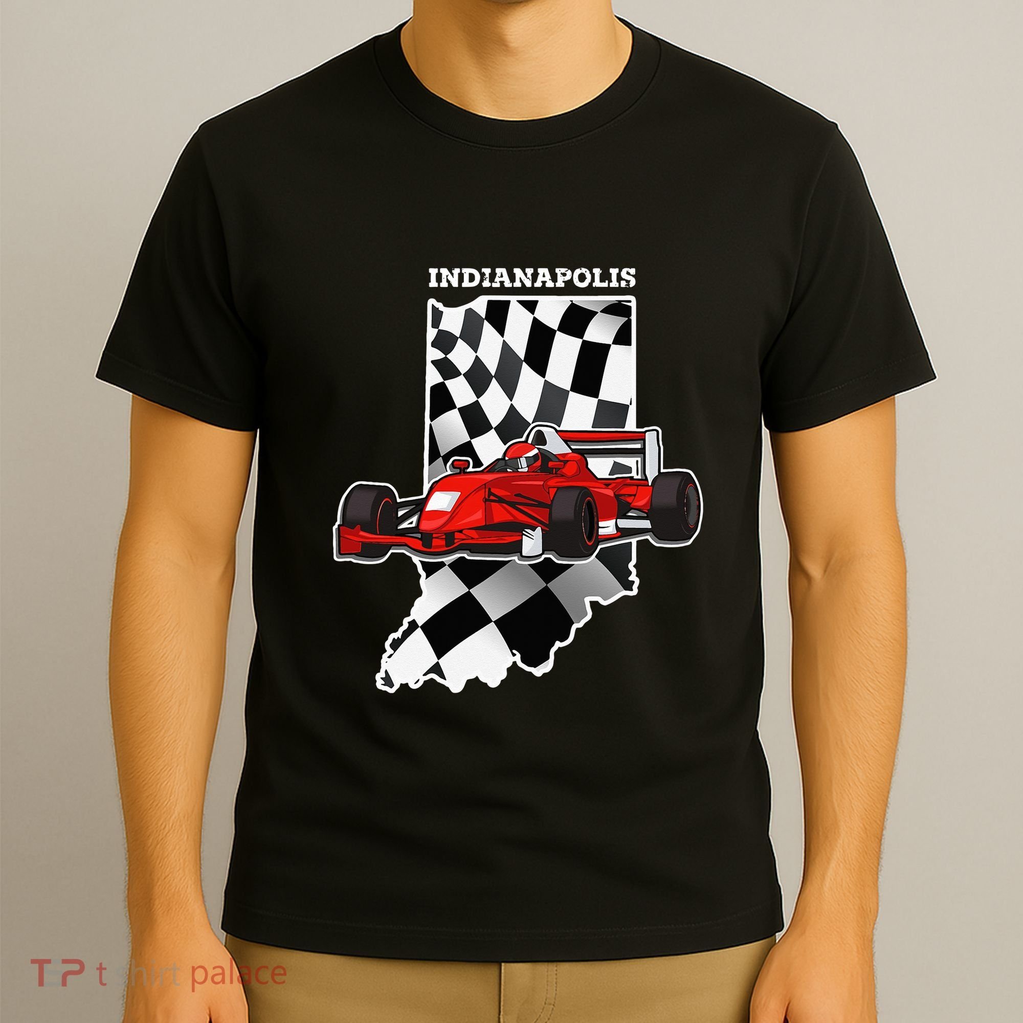 Indianapolis Indycar Racing Map Flag T-Shirt