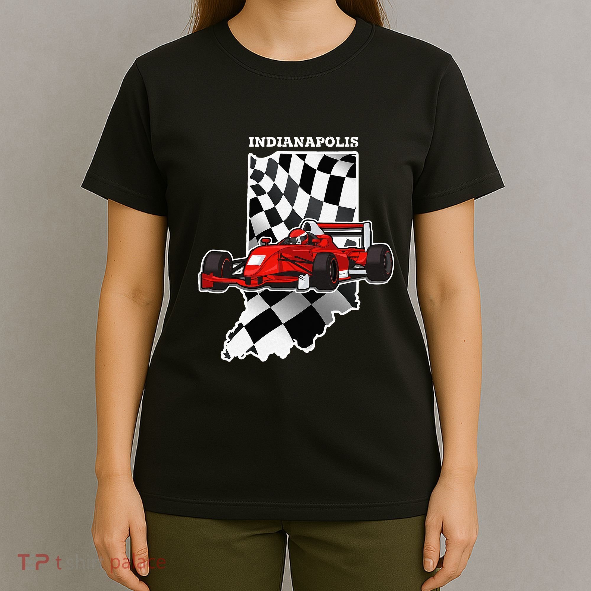 Indianapolis Indycar Racing Map Flag T-Shirt
