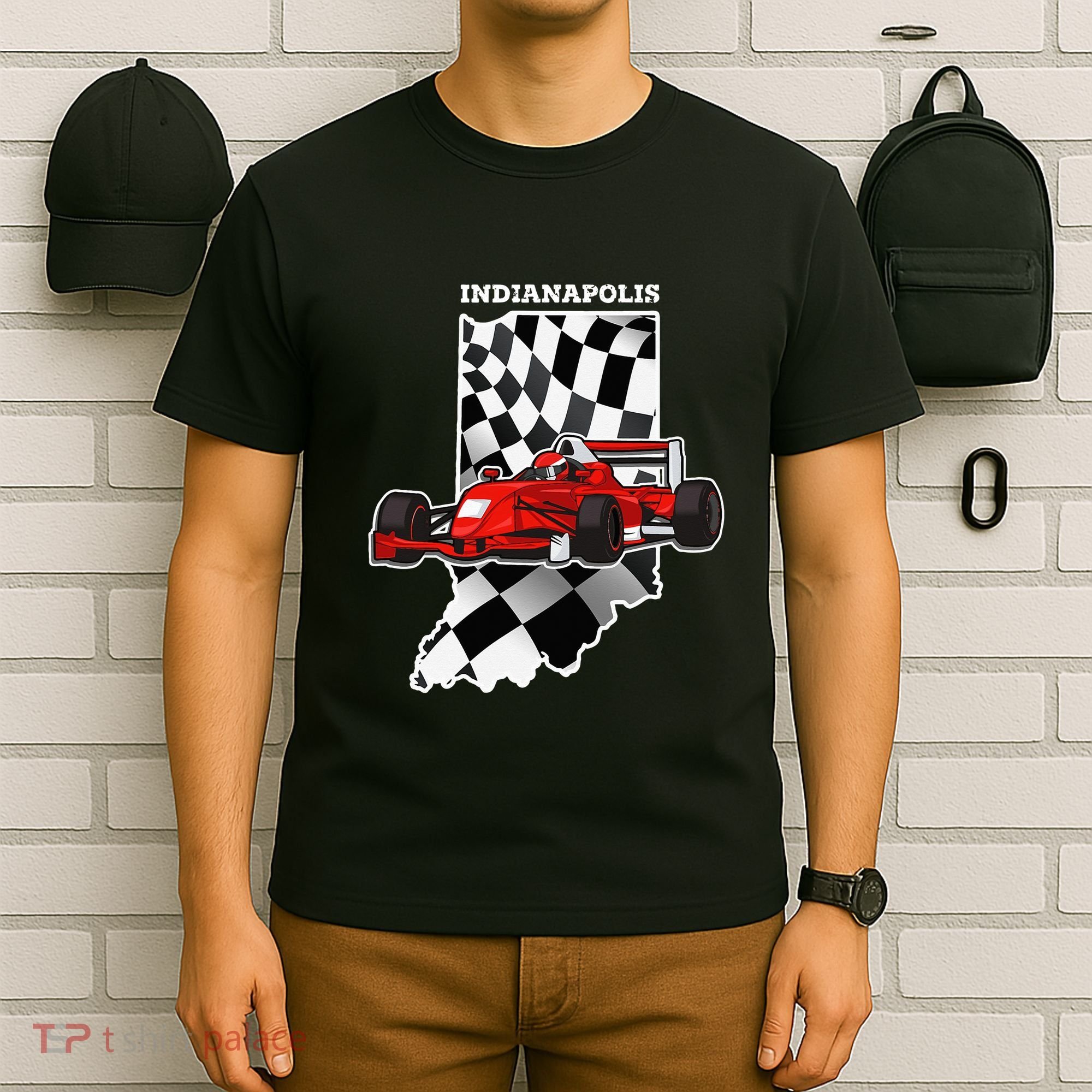 Indianapolis Indycar Racing Map Flag T-Shirt