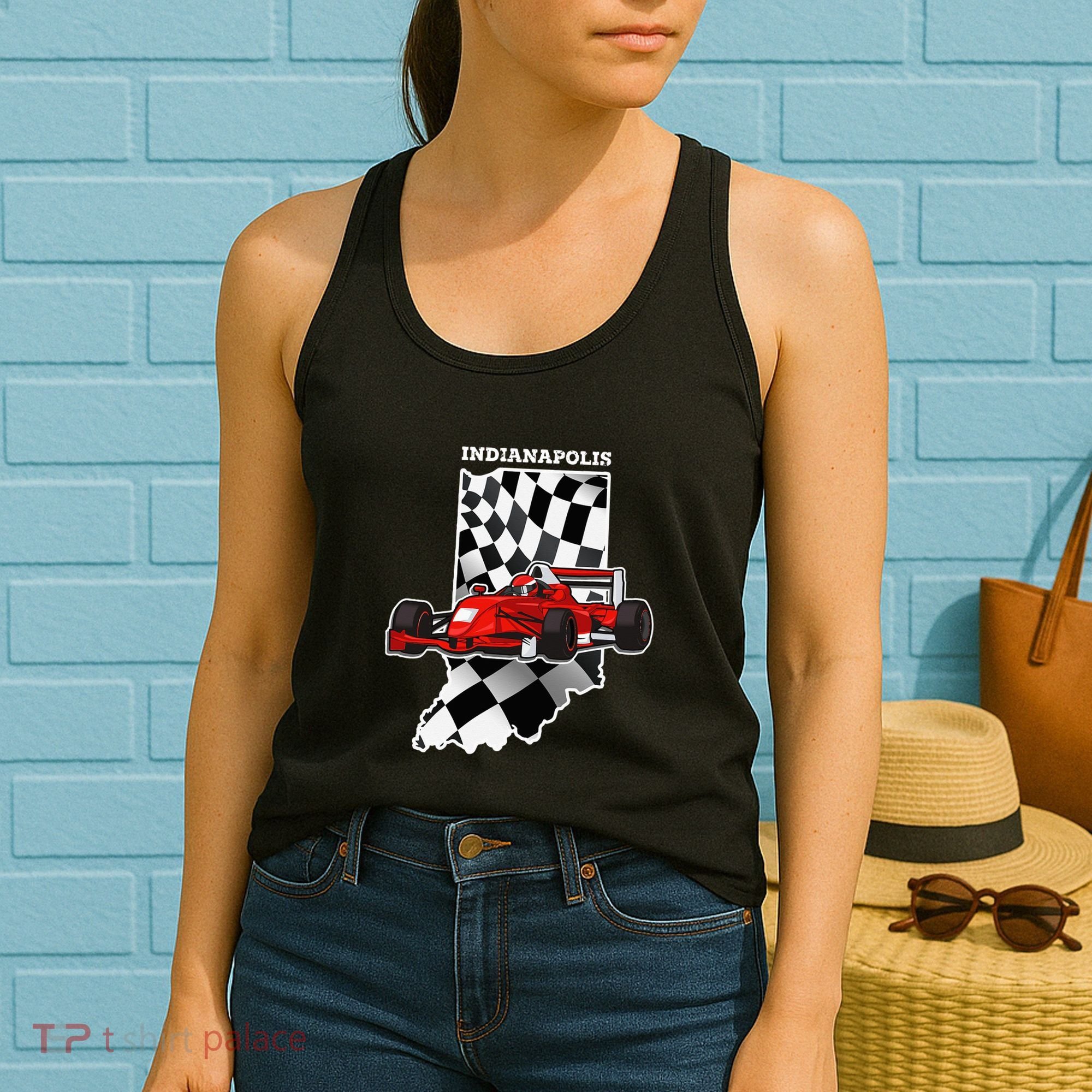 Indianapolis Indycar Racing Map Flag Women's Tank Top