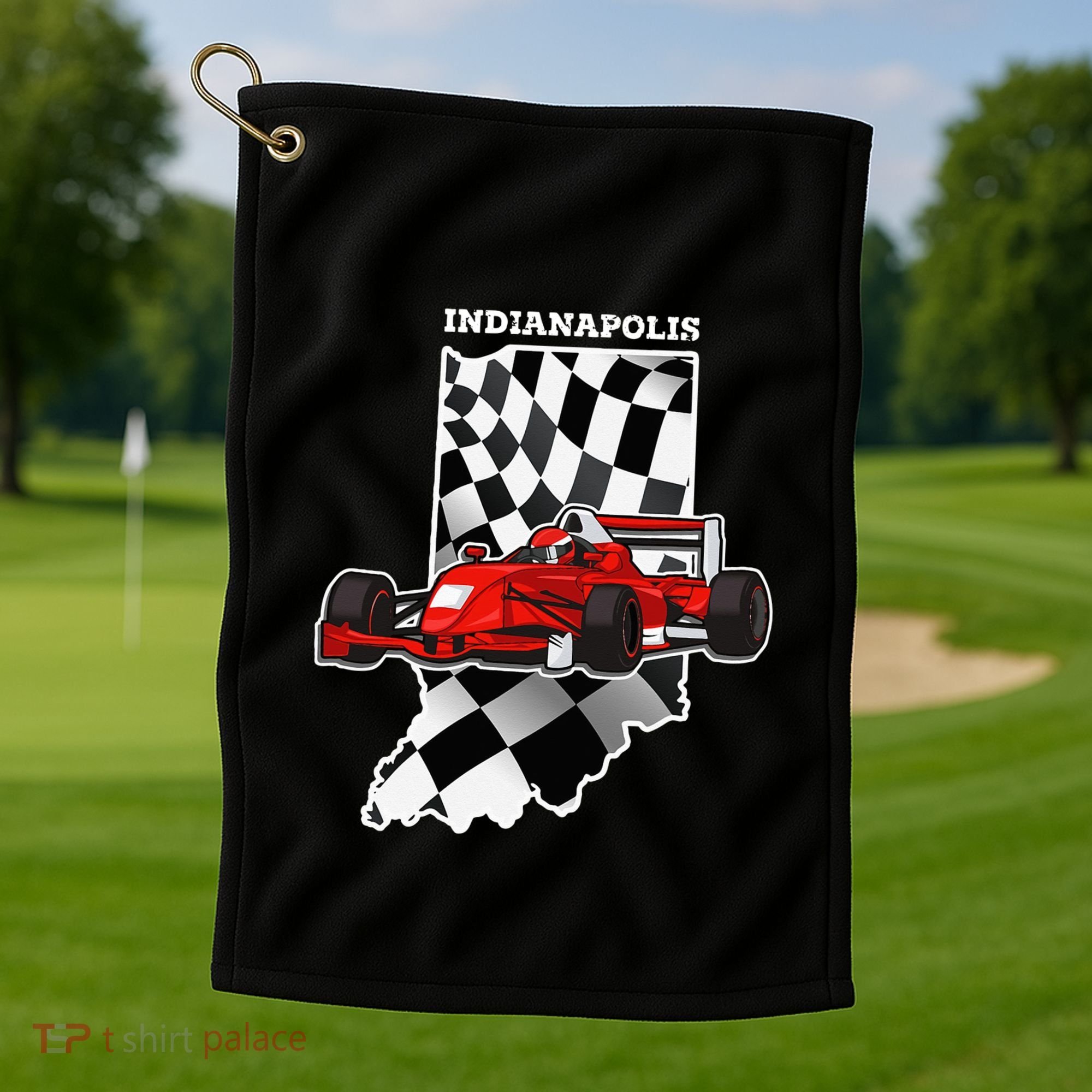 Indianapolis Indycar Racing Map Flag Golf Towel