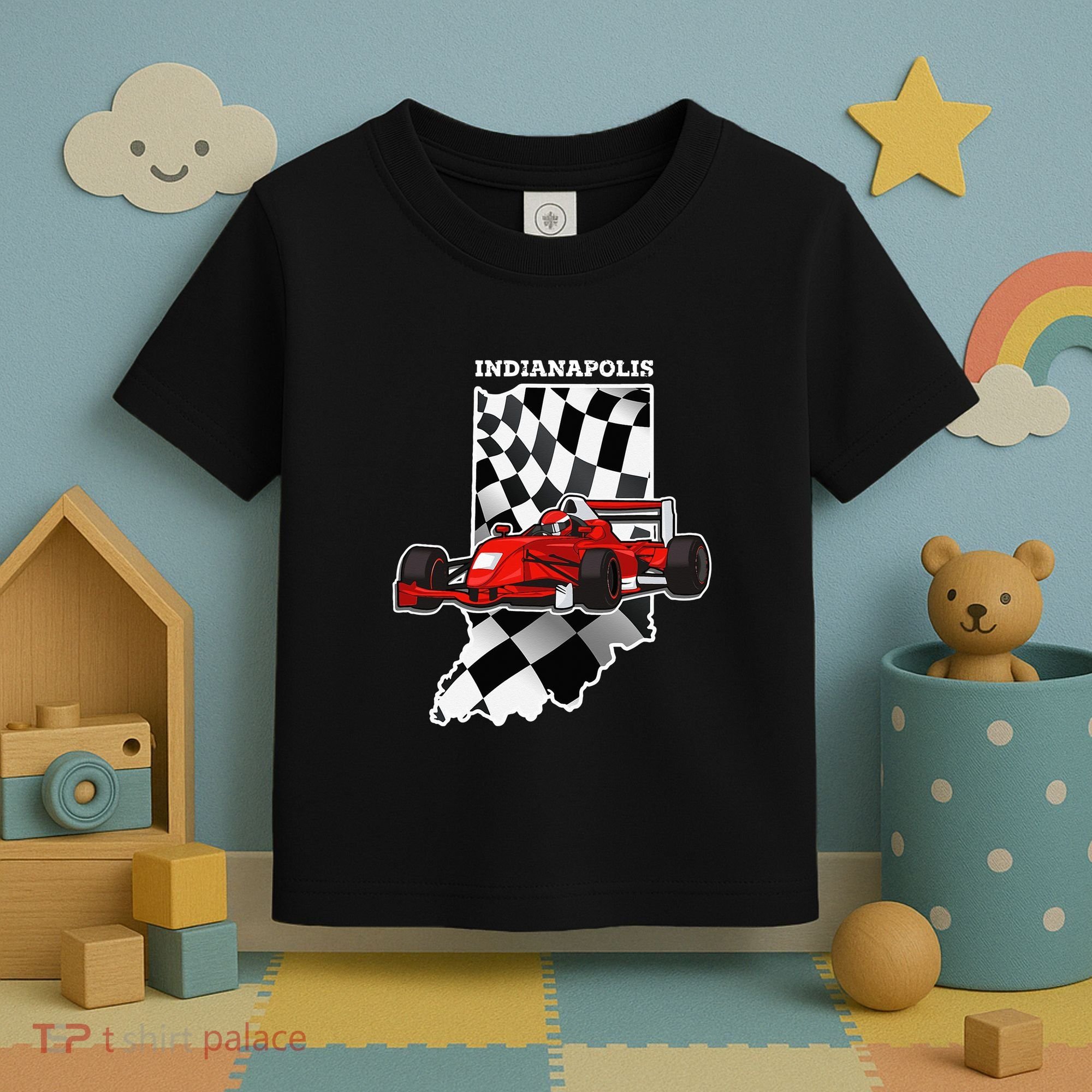 Indianapolis Indycar Racing Map Flag Toddler T-Shirt