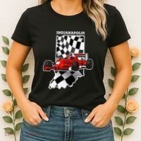 Indianapolis Indycar Racing Map Flag Women's T-Shirt thumb 2