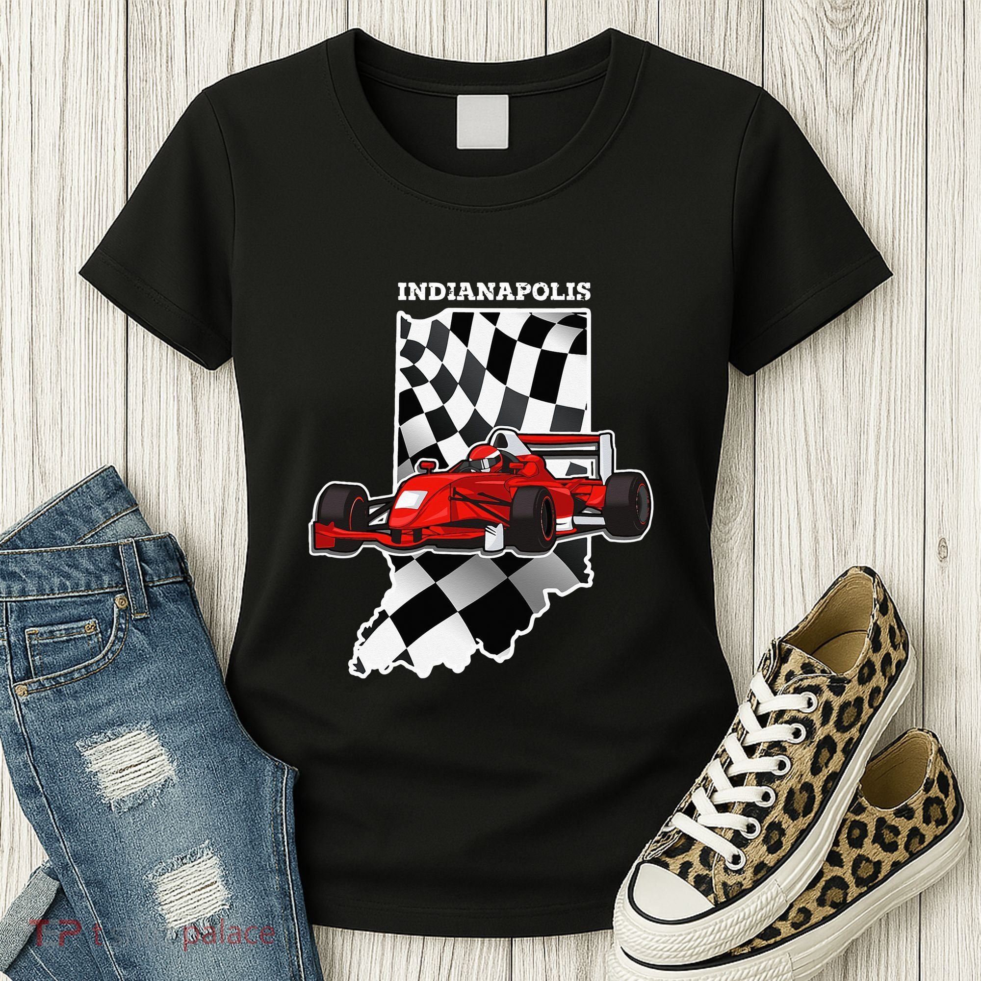Indianapolis Indycar Racing Map Flag Women's T-Shirt