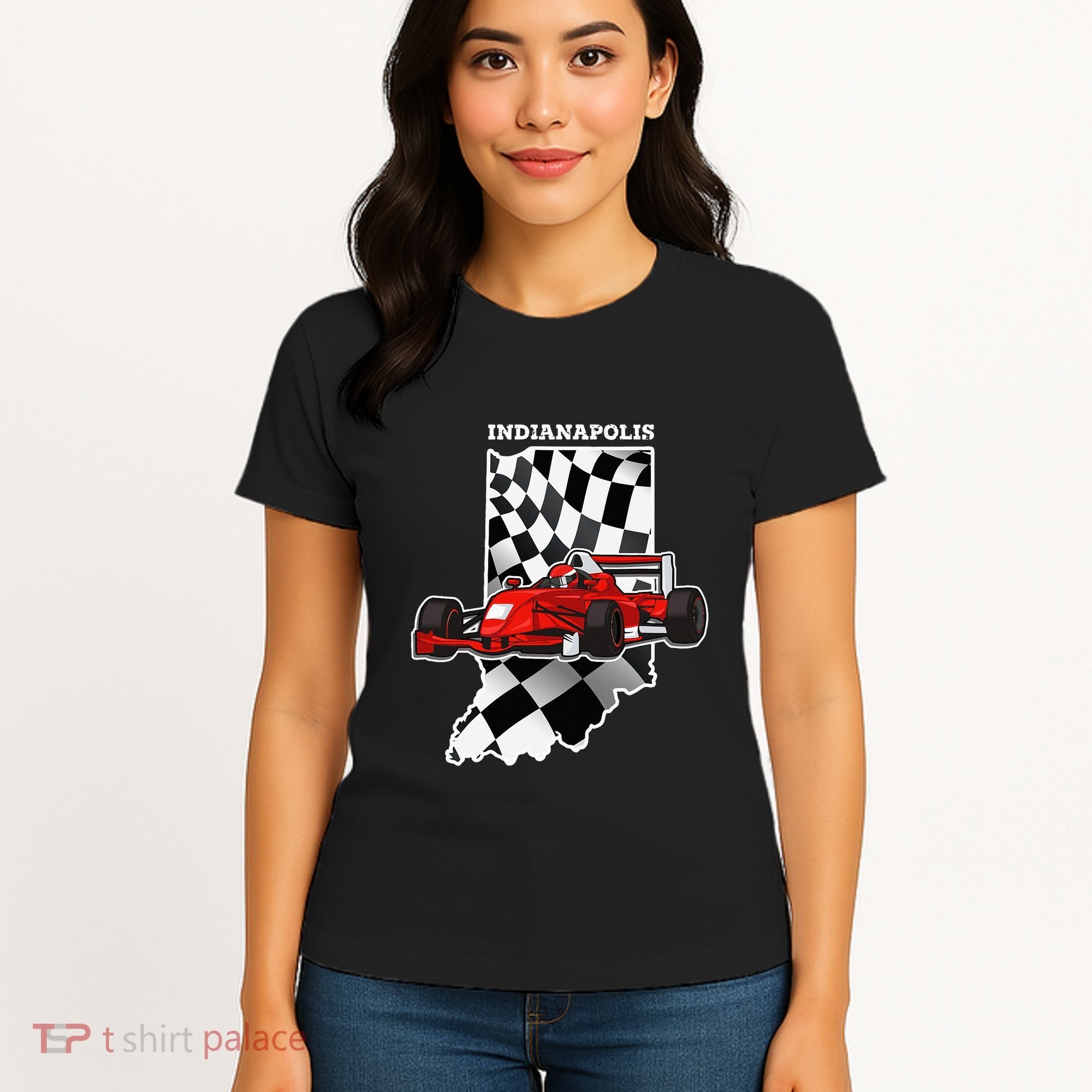 Indianapolis Indycar Racing Map Flag Women's T-Shirt