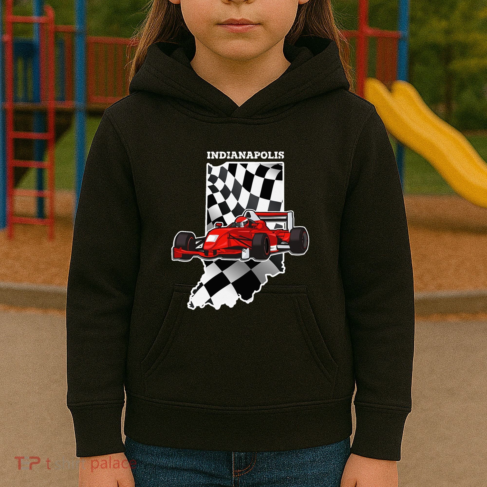 Indianapolis Indycar Racing Map Flag Kids Hoodie