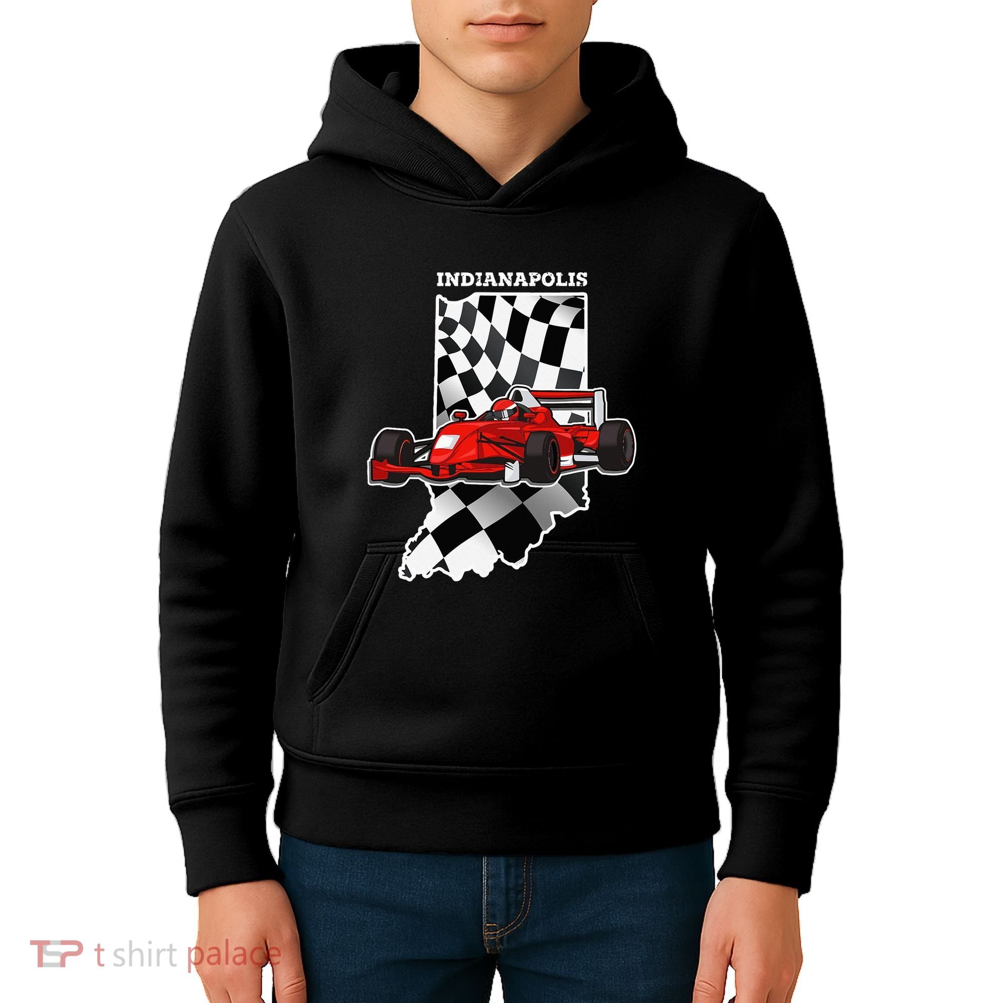 Indianapolis Indycar Racing Map Flag Kids Hoodie