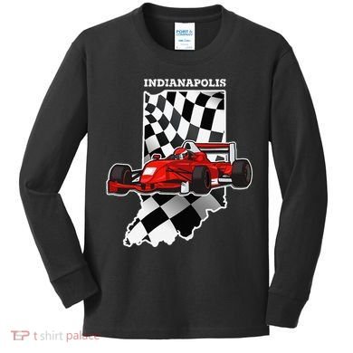 Indianapolis Indycar Racing Map Flag Kids Long Sleeve Shirt