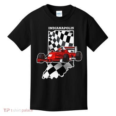 Indianapolis Indycar Racing Map Flag Kids T-Shirt