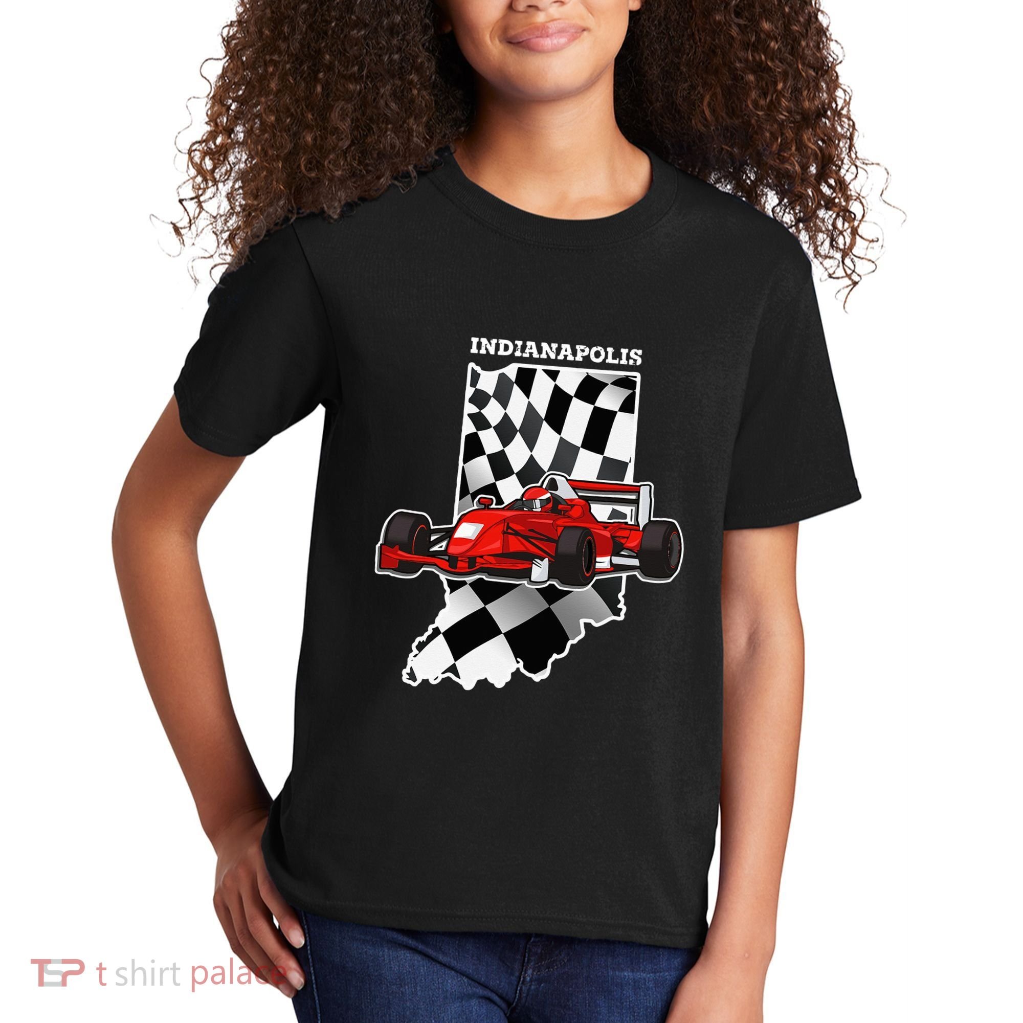 Indianapolis Indycar Racing Map Flag Kids T-Shirt