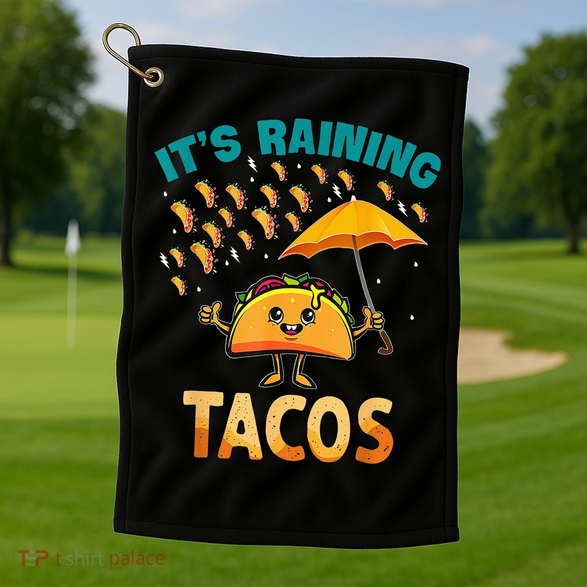 It Is Raining Tacos Funny Taco Kids Golf Towel