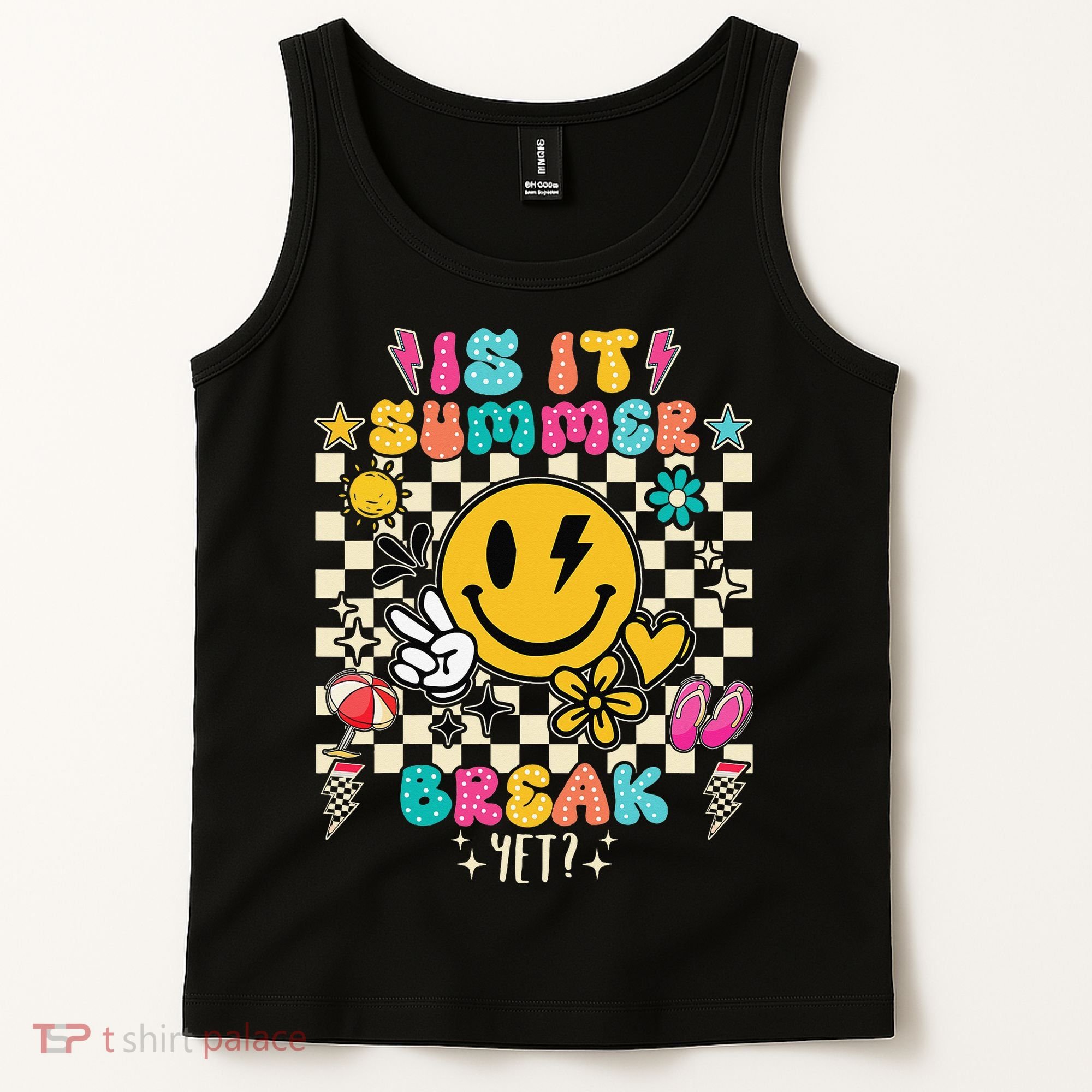 Is It Summer Break Yet Teacher Groovy Tank Top