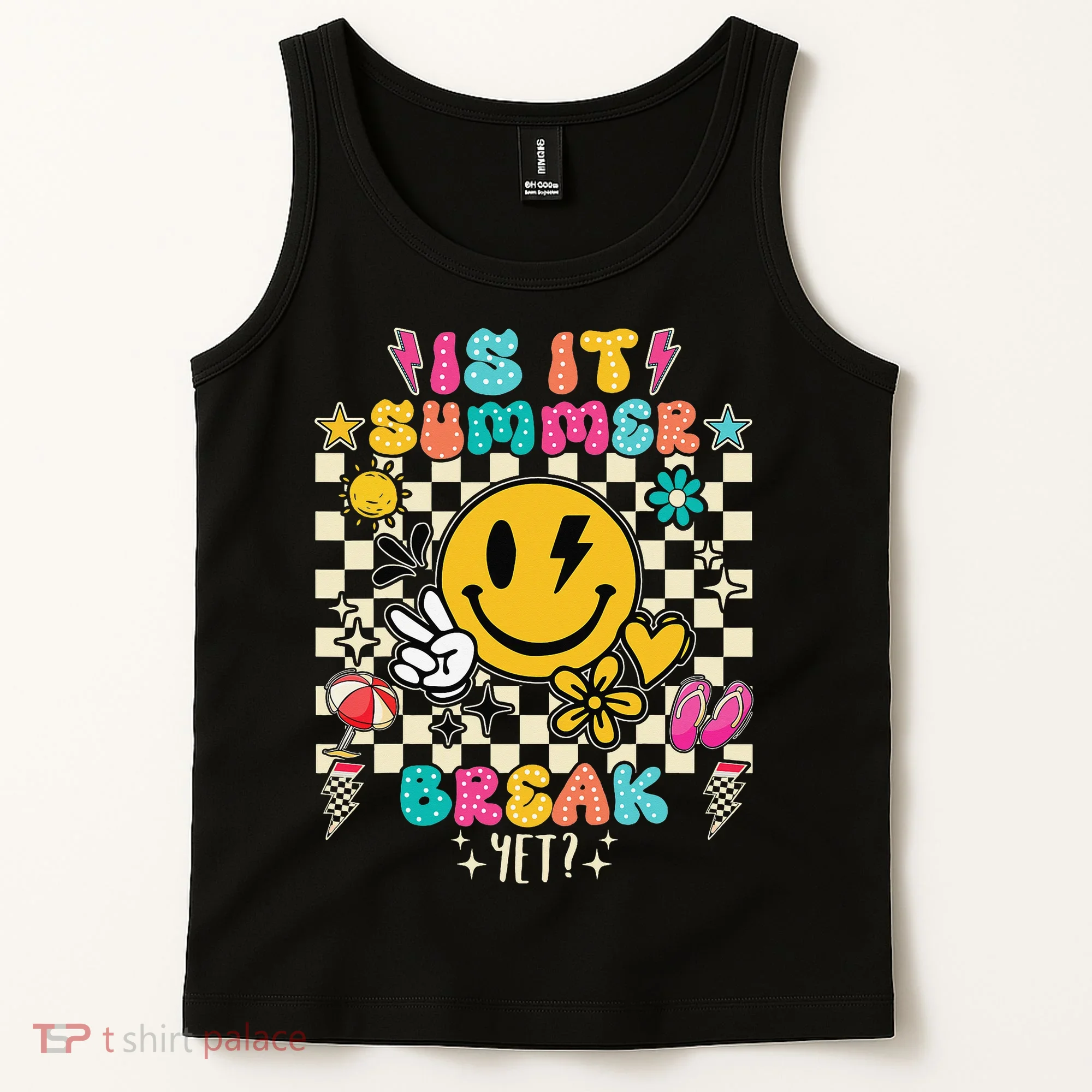 Is It Summer Break Yet Teacher Groovy Tank Top