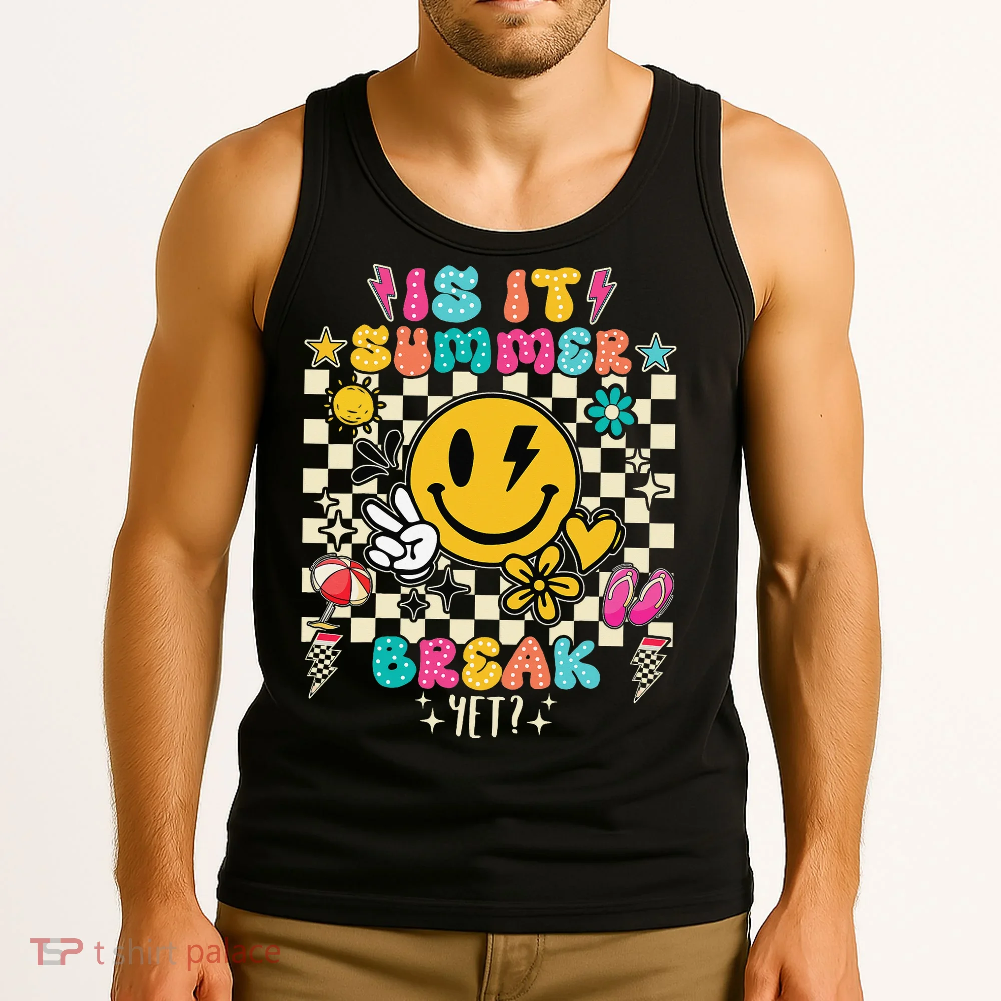 Is It Summer Break Yet Teacher Groovy Tank Top