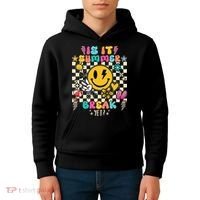 Is It Summer Break Yet Teacher Groovy Kids Hoodie thumb 4