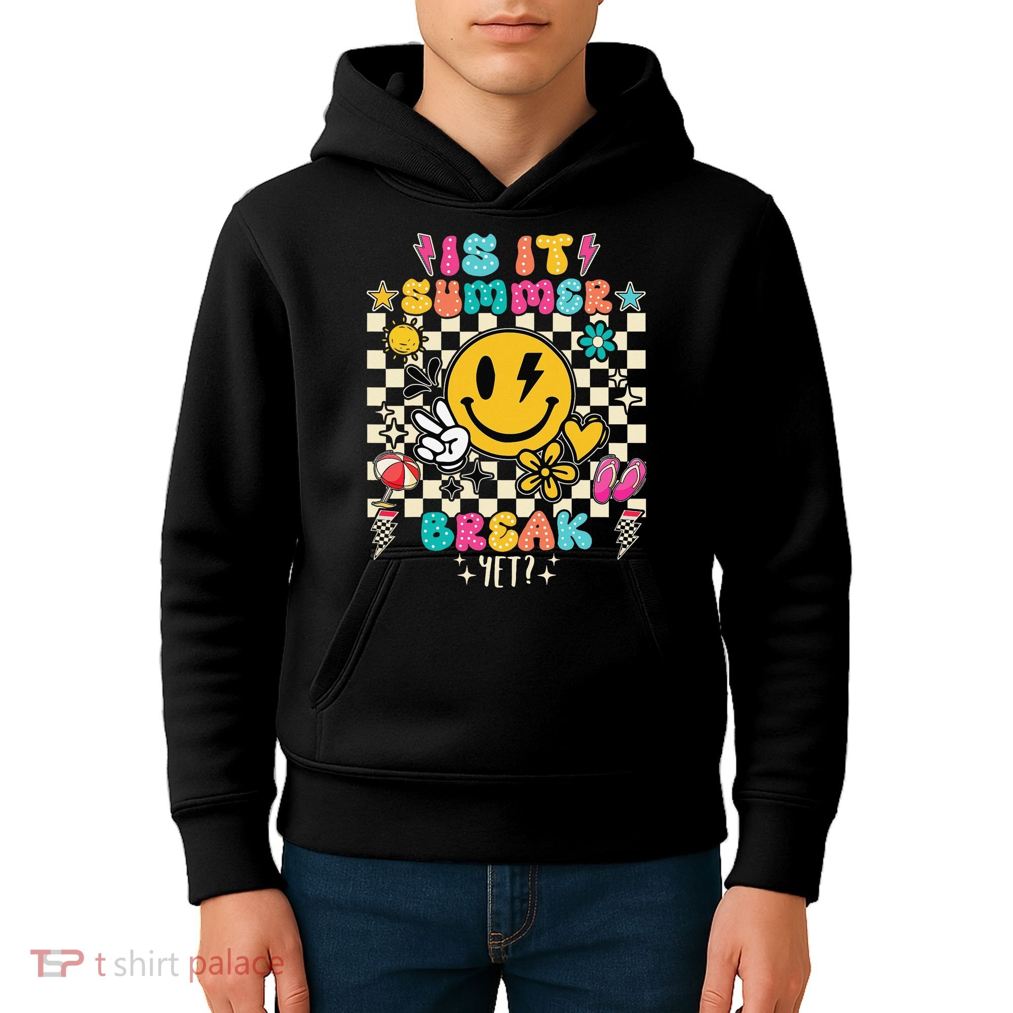 Is It Summer Break Yet Teacher Groovy Kids Hoodie