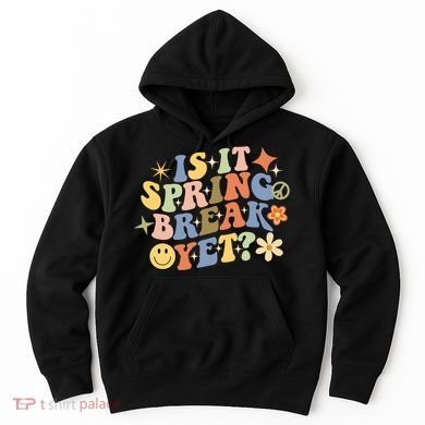 Is It Spring Break Yet? Groovy Retro Vacation Teacher Flower Hoodie
