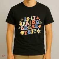 Is It Spring Break Yet? Groovy Retro Vacation Teacher Flower T-Shirt thumb 3