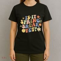 Is It Spring Break Yet? Groovy Retro Vacation Teacher Flower T-Shirt thumb 4