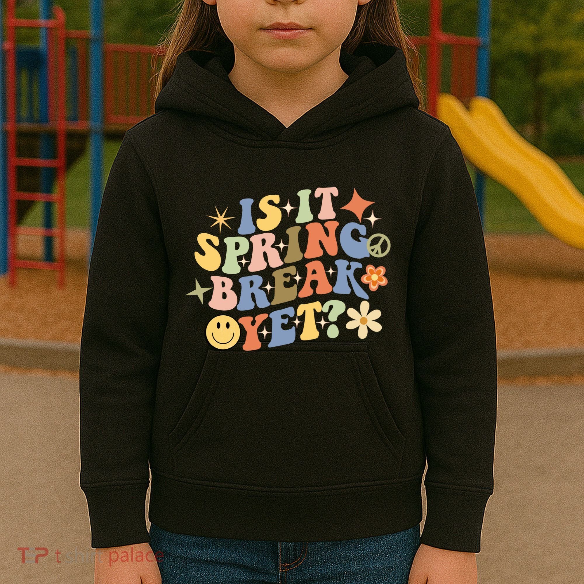 Is It Spring Break Yet? Groovy Retro Vacation Teacher Flower Kids Hoodie
