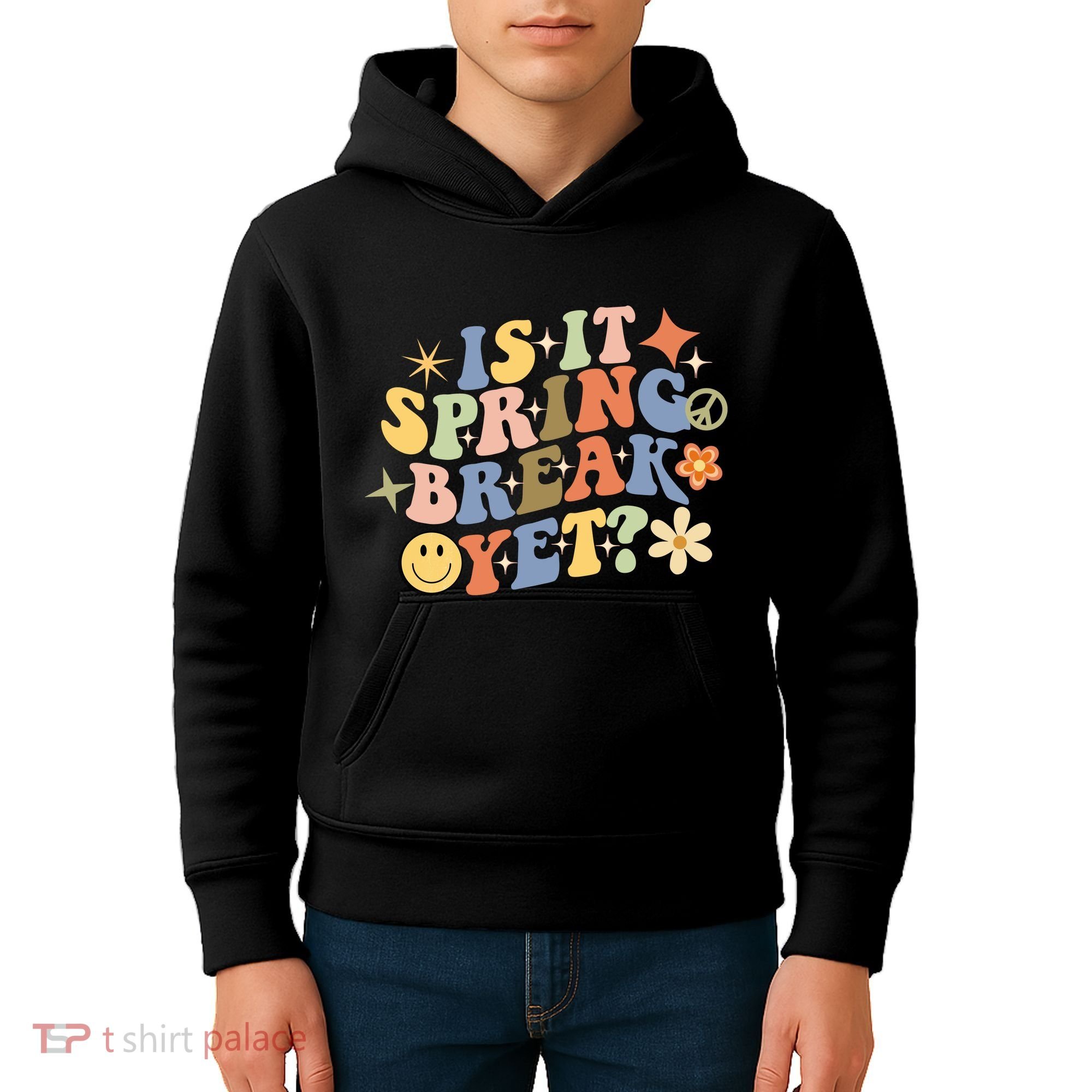 Is It Spring Break Yet? Groovy Retro Vacation Teacher Flower Kids Hoodie