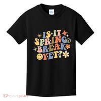 Is It Spring Break Yet? Groovy Retro Vacation Teacher Flower Kids T-Shirt thumb 0