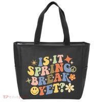 Is It Spring Break Yet? Groovy Retro Vacation Teacher Flower Tote Bag thumb 0