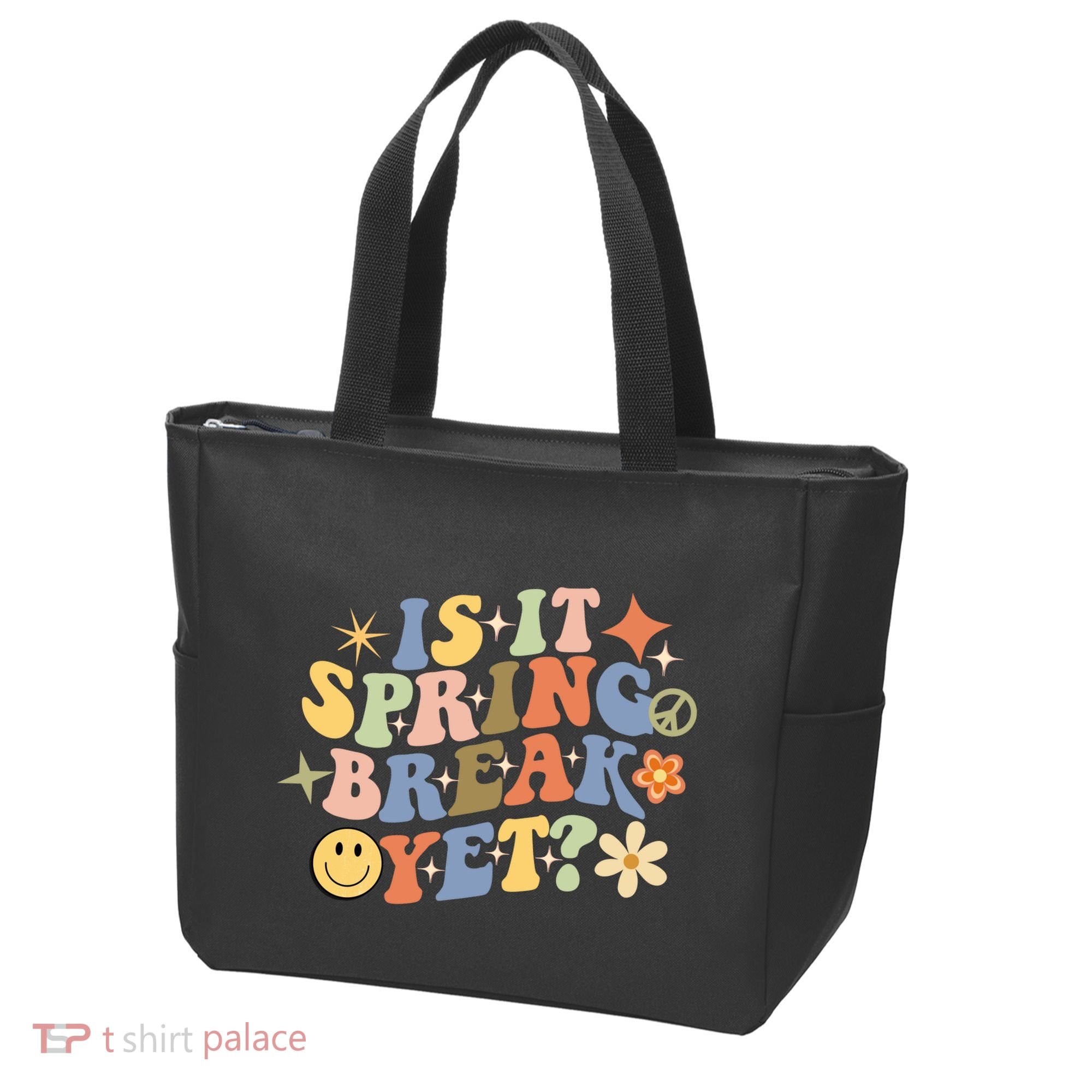 Is It Spring Break Yet? Groovy Retro Vacation Teacher Flower Tote Bag