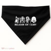 Inclusion Isnt Scary Teacher Skeleton Ghost Cute Halloween USA-Made Doggie Bandana thumb 0