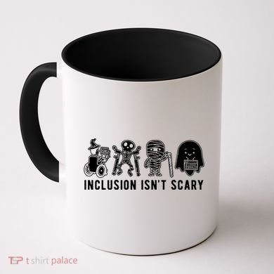 Inclusion Isnt Scary Teacher Skeleton Ghost Cute Halloween Coffee Mug