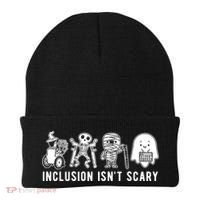Inclusion Isnt Scary Teacher Skeleton Ghost Cute Halloween Beanie thumb 0