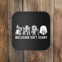 Inclusion Isnt Scary Teacher Skeleton Ghost Cute Halloween Coaster thumb 0