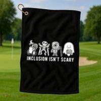 Inclusion Isnt Scary Teacher Skeleton Ghost Cute Halloween Golf Towel thumb 1
