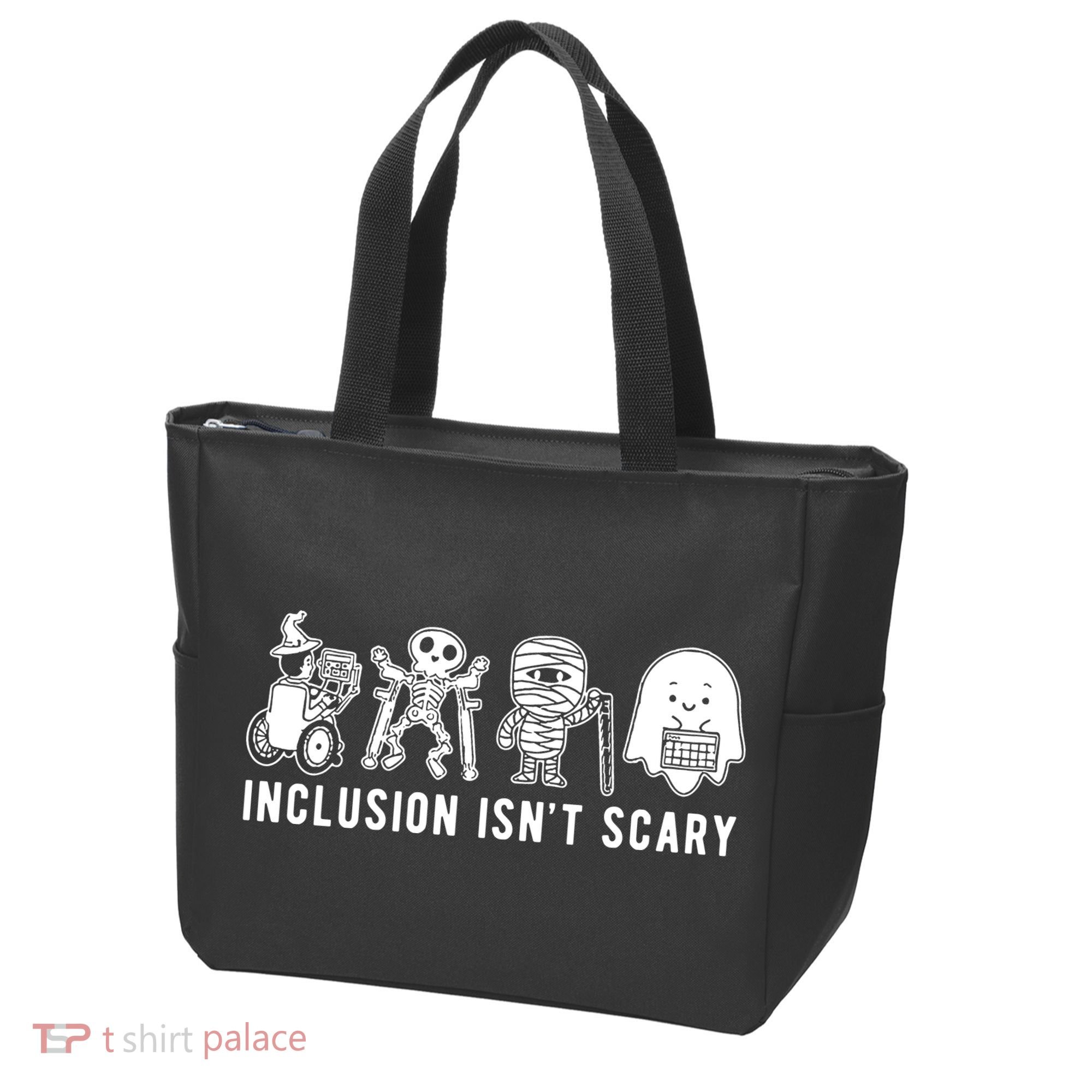 Inclusion Isnt Scary Teacher Skeleton Ghost Cute Halloween Tote Bag