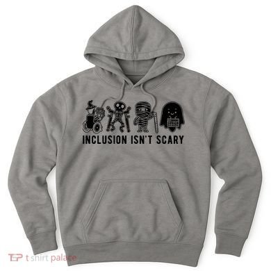 Inclusion Isnt Scary Teacher Skeleton Ghost Cute Halloween Hoodie