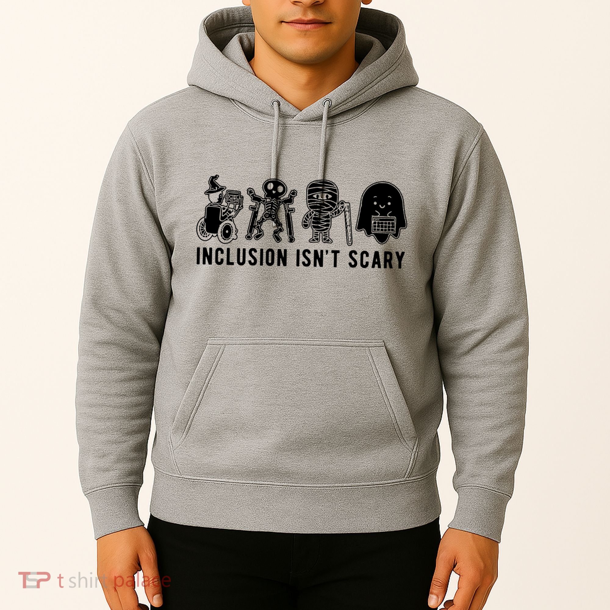 Inclusion Isnt Scary Teacher Skeleton Ghost Cute Halloween Hoodie