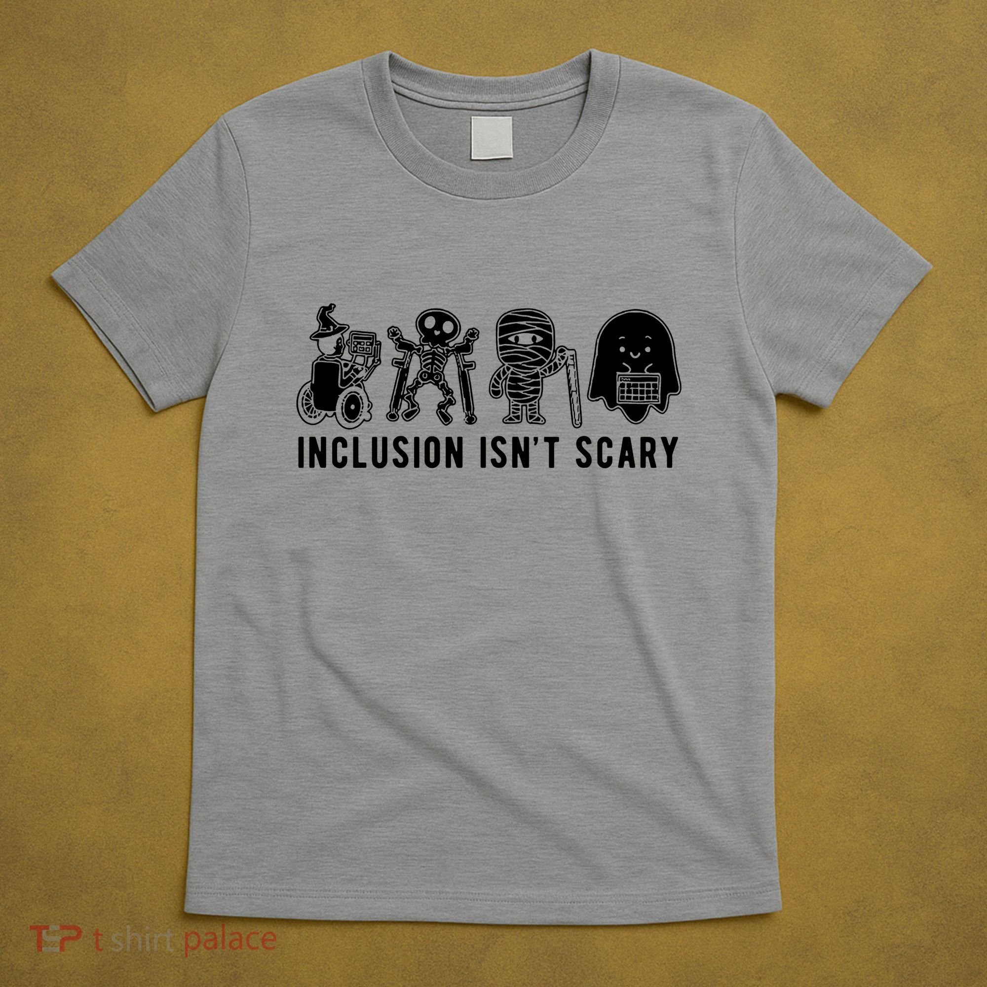 Inclusion Isnt Scary Teacher Skeleton Ghost Cute Halloween T-Shirt
