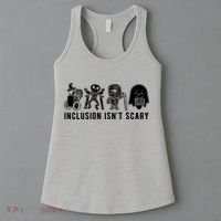 Inclusion Isnt Scary Teacher Skeleton Ghost Cute Halloween Women's Tank Top thumb 3