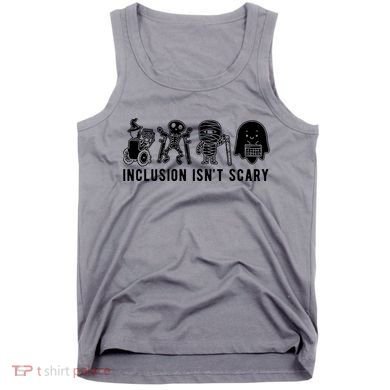 Inclusion Isnt Scary Teacher Skeleton Ghost Cute Halloween Tank Top