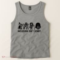 Inclusion Isnt Scary Teacher Skeleton Ghost Cute Halloween Tank Top thumb 2