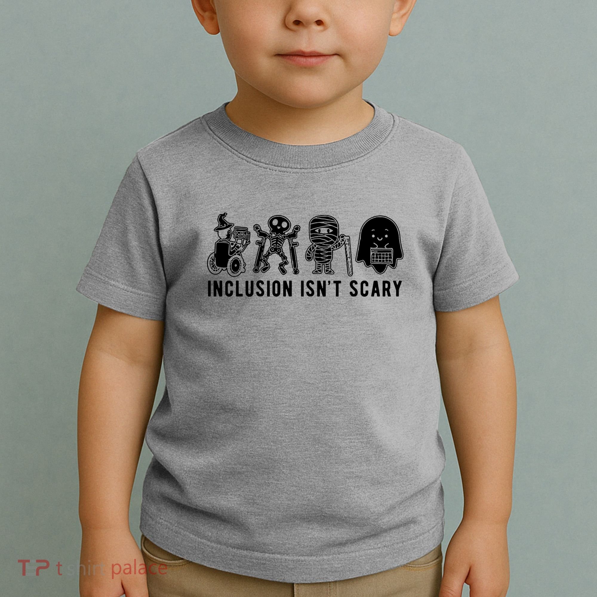 Inclusion Isnt Scary Teacher Skeleton Ghost Cute Halloween Toddler T-Shirt