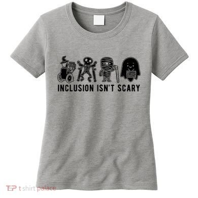 Inclusion Isnt Scary Teacher Skeleton Ghost Cute Halloween Women's T-Shirt