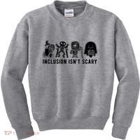 Inclusion Isnt Scary Teacher Skeleton Ghost Cute Halloween Kids Sweatshirt thumb 0