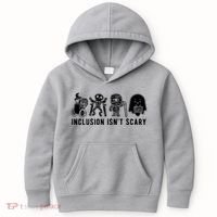 Inclusion Isnt Scary Teacher Skeleton Ghost Cute Halloween Kids Hoodie thumb 0