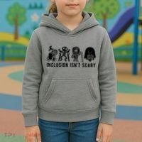 Inclusion Isnt Scary Teacher Skeleton Ghost Cute Halloween Kids Hoodie thumb 3