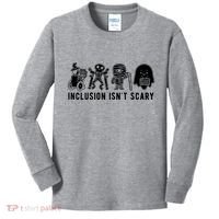 Inclusion Isnt Scary Teacher Skeleton Ghost Cute Halloween Kids Long Sleeve Shirt thumb 0