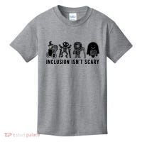 Inclusion Isnt Scary Teacher Skeleton Ghost Cute Halloween Kids T-Shirt thumb 0