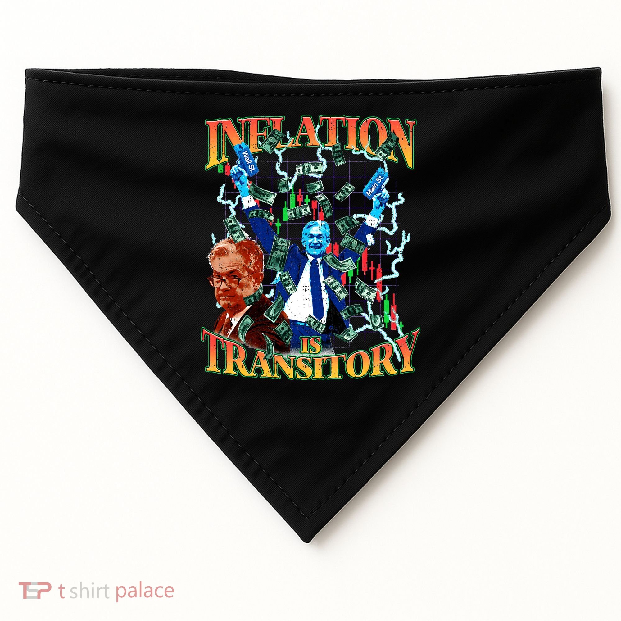 Inflation Is Transitory  90s Bootleg Merch Style JPOW  USA-Made Doggie Bandana