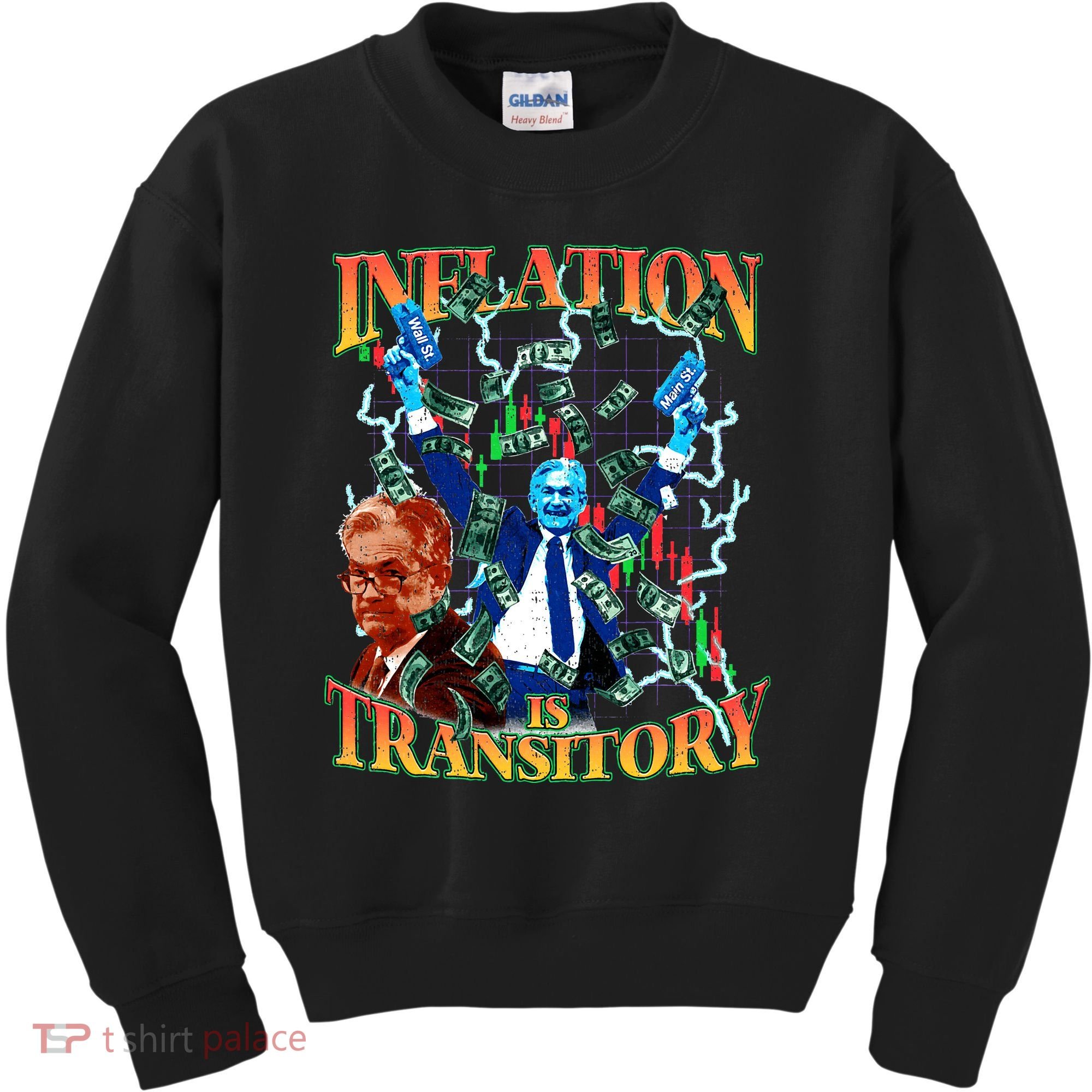 Inflation Is Transitory  90s Bootleg Merch Style JPOW  Kids Sweatshirt